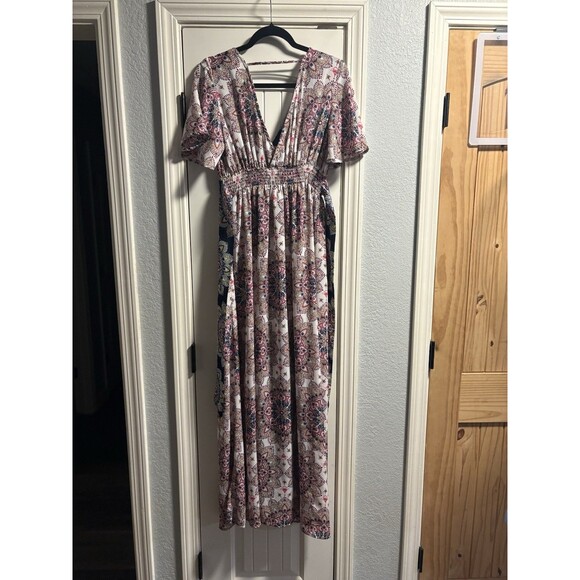 Altar'd State Maxi Dress Womens Medium Boho Floral Flutter Sleeve Festival Fairy - Picture 5 of 10